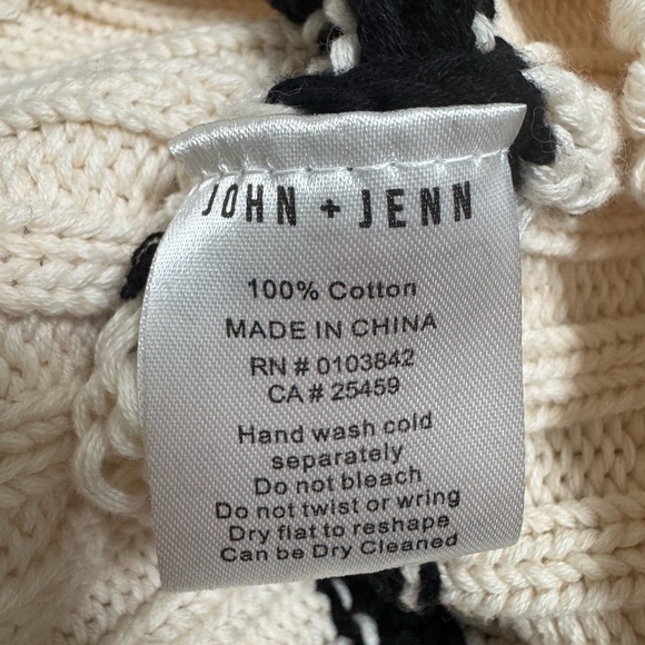 Evereve John + Jenn Cream and Black Stripe Sweater with Open Weave - Picture 5 of 6